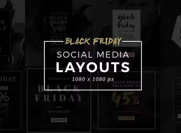 黑色星期五主题社交媒体设计模板 Black Friday Social Media Layouts