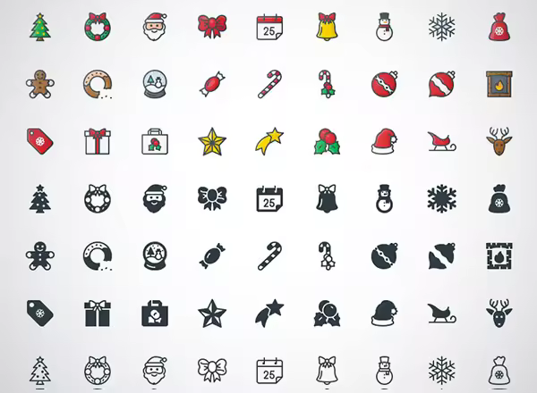 Sketch格式圣诞节图标集 Christmas Icon Set Sketch Freebie