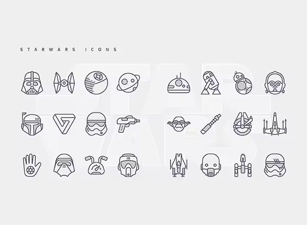 星球大战主题概念图标 Star Wars Vector Icons