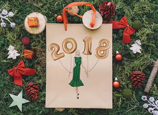 手绘新年和圣诞节剪贴画