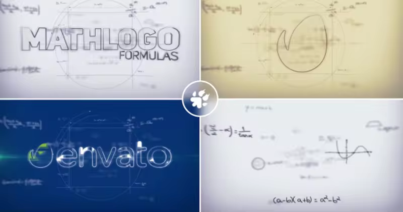 数学计算公式动画特效Logo演示AE模板 Math Formulas Logo Reveal