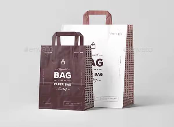 纸袋手提袋购物袋样机展示模型mockups