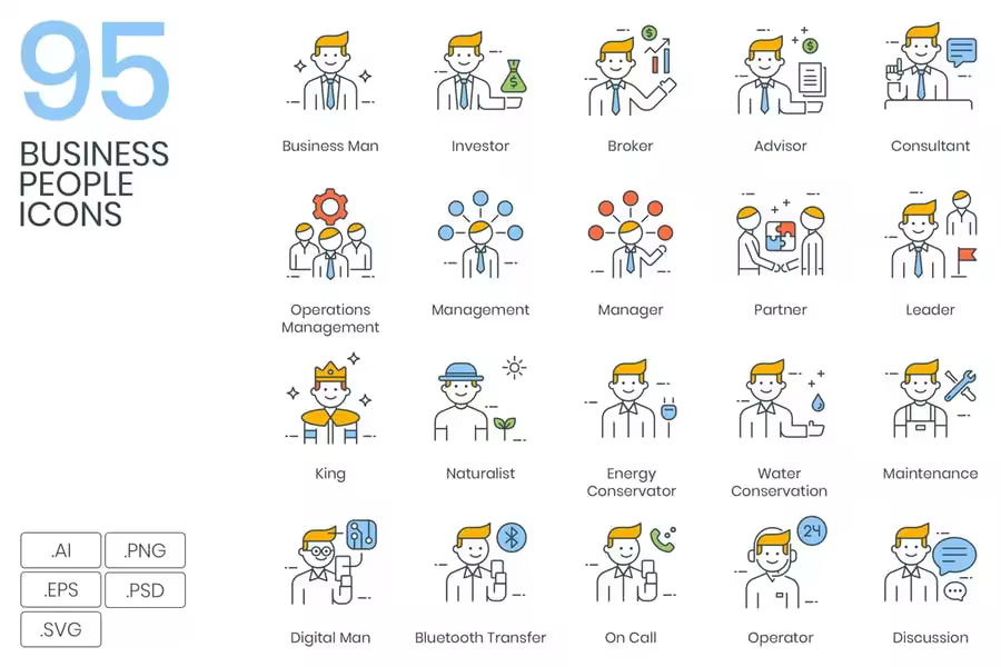 95枚商务职场人物形象图标素材 95 Business People Icons