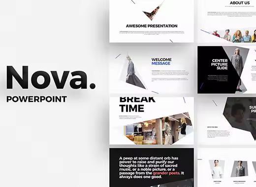 NOVA Powerpoint template113页独特极简的商业化PPT模板下载[ppt,pptx]