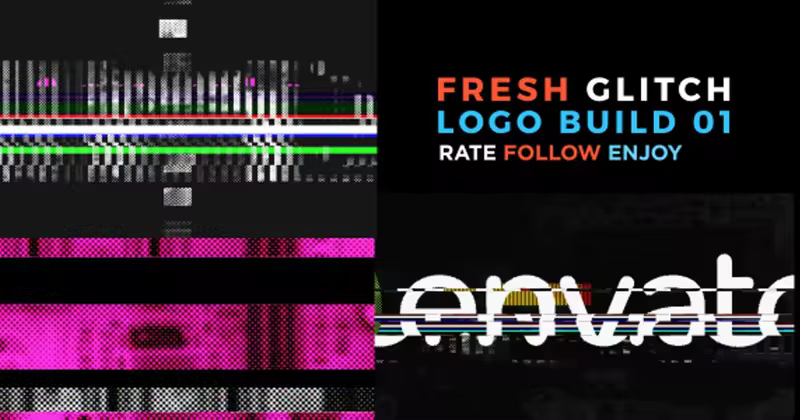 快速切换信号故障AE特效Logo演示AE模板 Fresh Glitch Logo Build 2 Pack Volume 1