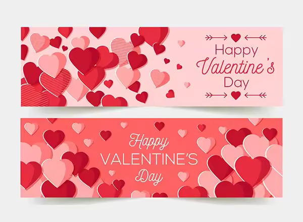 粉可爱的情人节Banner模板 Cute Valentine banners