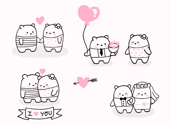 恋爱中的小白熊 Lovely bears in love set