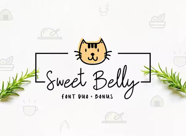 一个可爱的字体外加小清新图标 Sweet Belly | Font Duo + Bonus