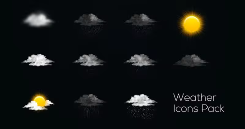 天气预报天气状况动态图标视频素材 Weather Icons