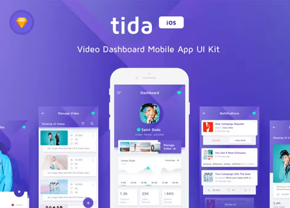 小咖下午茶：漂亮的媒体社交类APP UI KITS下载[sketch]