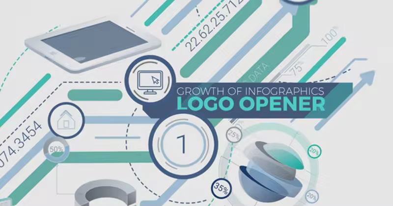 股市金融财经节目开场AE模板 Growth Of Infographics Logo Opener