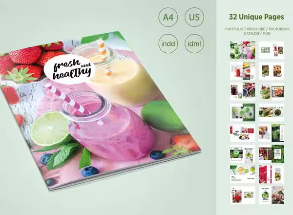 一款漂亮的美食画册模版下载[indd]