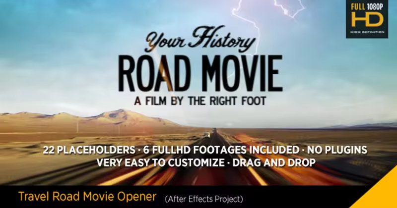 旅游公路电影片头AE模板 Travel Road Movie
