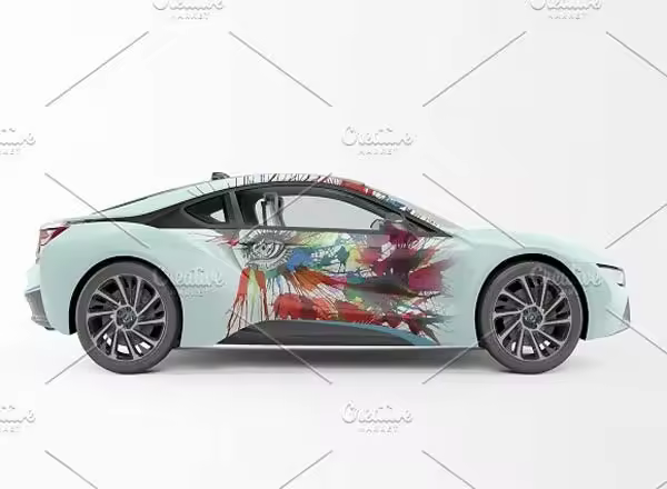 特色跑车车贴设计模型Mockups