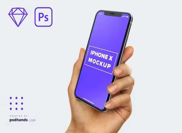 完美的手持iPhone X和三星安卓最新手机展示模型Mockups