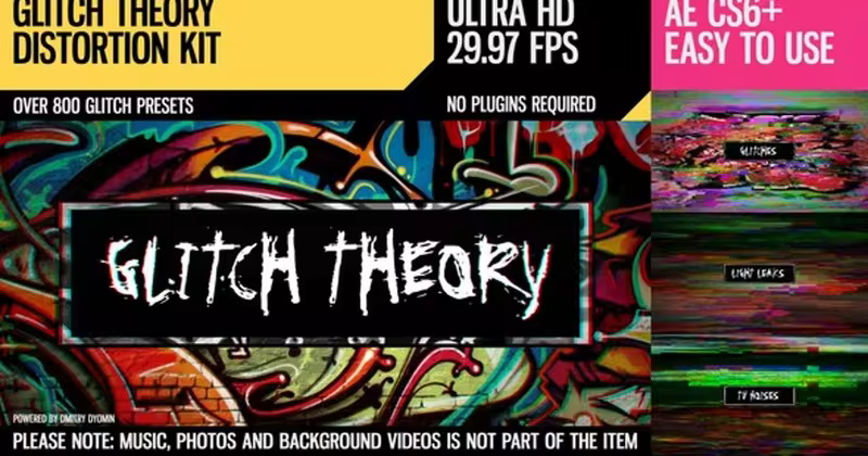 扭曲特效超高清失真片头AE模板 Glitch Theory (UltraHD Distortion Kit)