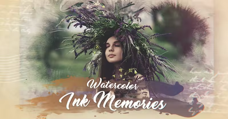 水彩水墨风格电子相册视频AE模板 Watercolor Ink Memories