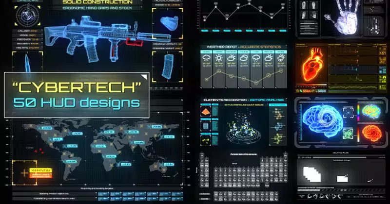 数码科技信息动画视频设计AE模板 CyberTech HUD Infographic Pack