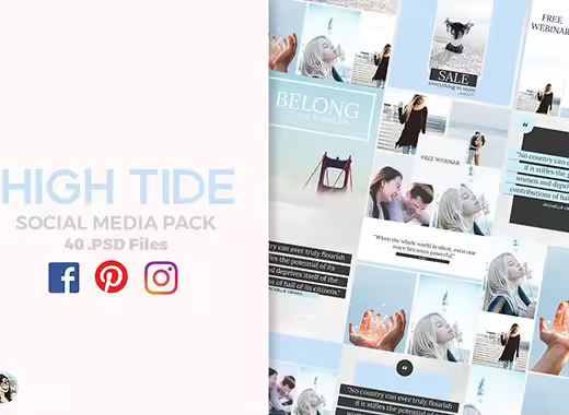 High Tide Social Media Pack-40个时尚潮流的社交媒体模板下载[psd]
