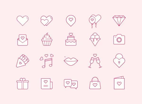 情人节手绘图标套装 St. Valentine’s Icon Set