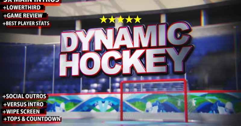曲棍球体育竞技节目开场AE模板 Dynamic Hockey Opener