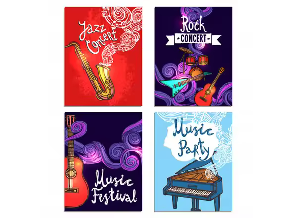 4款不同的音乐海报 Music Mini Poster Set