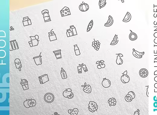 196个食物&饮品的线形图标合辑下载[ai,psd,eps,png,jpg]