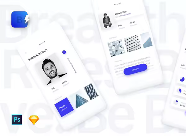 小咖下午茶：简约酷炫的APP UI KITS下载sketch,PSD