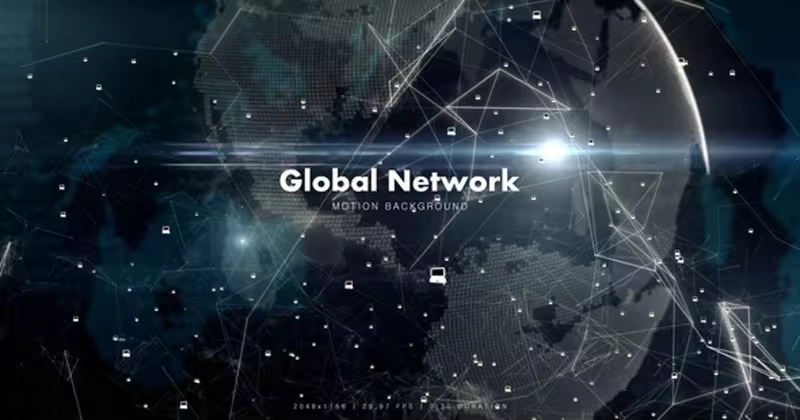 环球互联网抽象网络背景视频素材 Global Network with Laptops