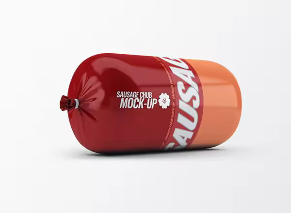 高品质的香肠火腿肠包装样机展示模型mockups