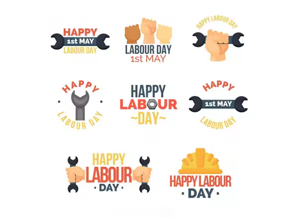 劳动节徽章 Set of labour day badges in flat style