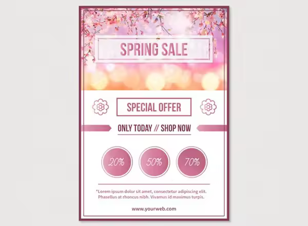 春季促销海报 Spring sale poster in flat style