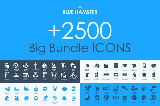超级图标合集[127个分类，2500+枚图标] BLUE HAMSTER Icons Library