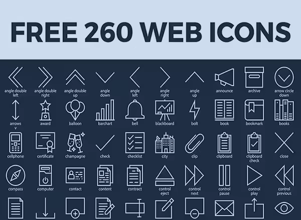 一个适用于站点或web应用的图标集 260 Free Vector Web Icons