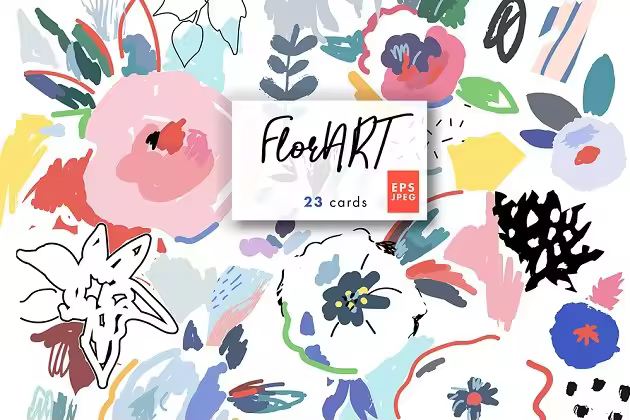 手绘花卉剪贴画 FlorART creative collection