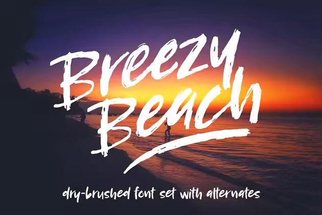 硬画笔笔刷英文字体下载 Breezy Beach: dry brush font