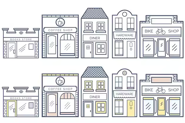 13套商业建筑矢量图形 13 Business Buildings Vector