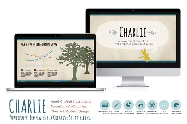 儿童主题PPT幻灯片模板 Charlie Powerpoint Template