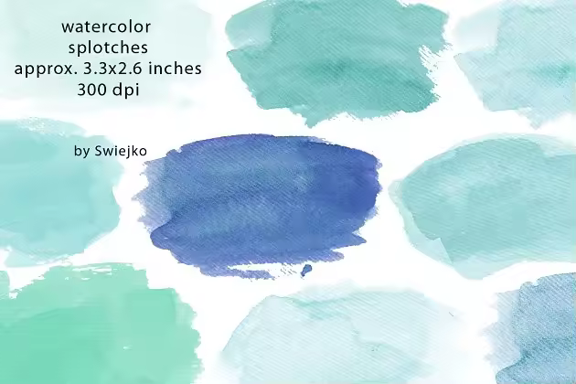 25款高清手绘水彩笔触笔迹剪切 Watercolor Splotches,Strokes