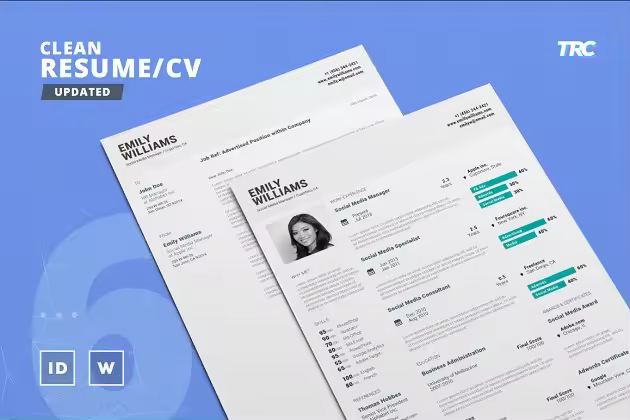 简洁专业全面高级简历模板 Clean Resume/Cv Template Volume 6