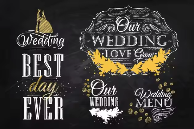 婚礼活动粉笔字祝语插画 Wedding lettering