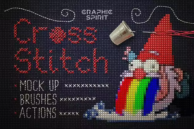 十字绣缝线效果PS动作 Cross Stitch Effect For Photoshop