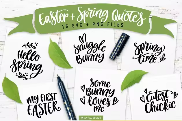 复活节&春天引语祝福语矢量图形 Quotes SVG bundle Easter & Spring