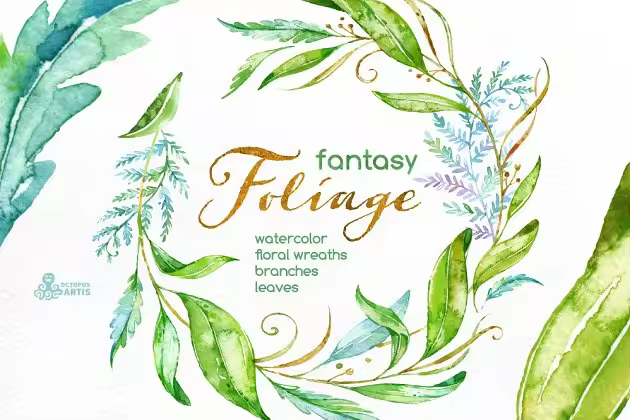梦幻花卉插画素材 Fantasy Foliage. Floral collection