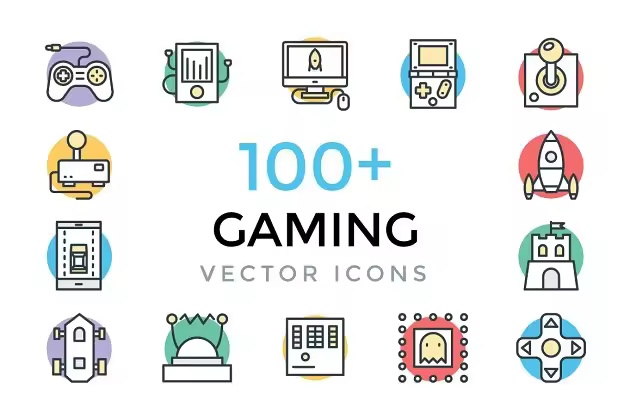 100+游戏主题矢量图标素材 100+ Gaming Vector Icons
