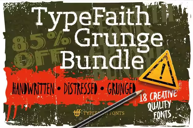 18款创意印刷印花英文字体合集 TFF Grunge Bundle