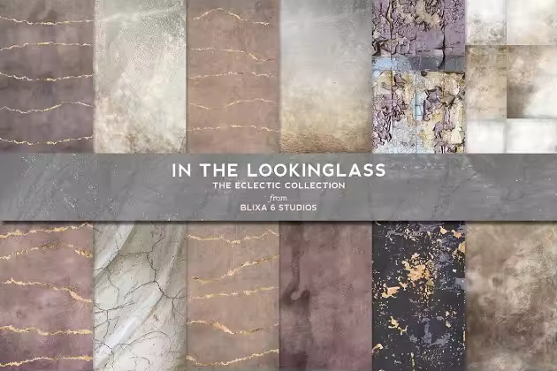 玫瑰金箔石头纹理 In the Looking Glass Rose Gold Foils