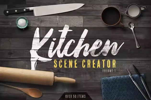 厨房美食场景设计素材包 Kitchen Scene Creator Volume 1