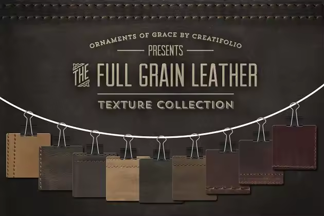 全粒面皮革纹理素材 Full-Grain Leather Textures – PNGs