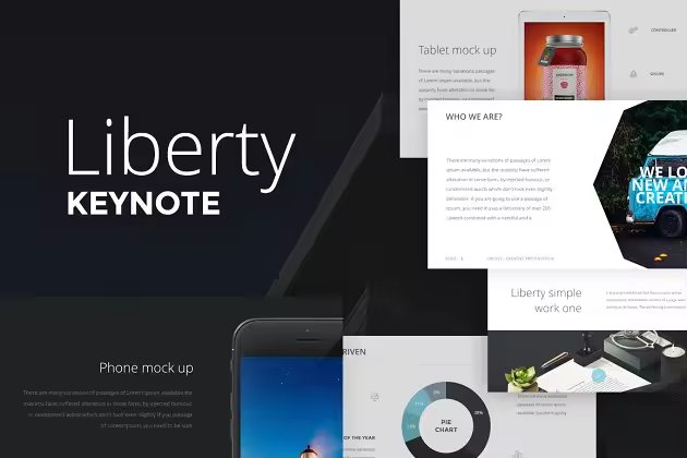 70+页 Keynote 创意幻灯片模板 Liberty Keynote Presentation